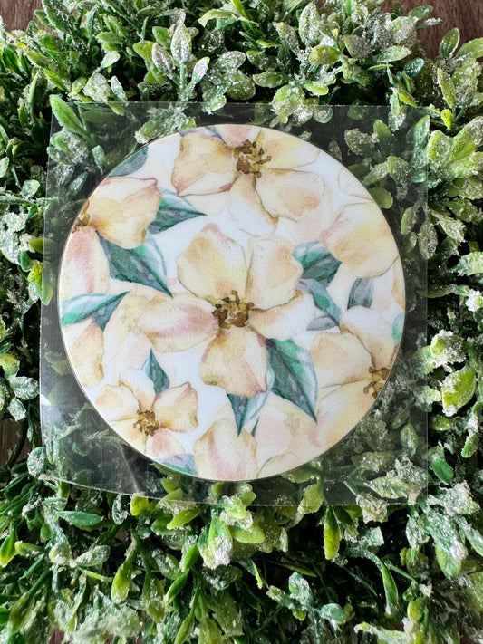 Magnolia Flowers Circle Decal
