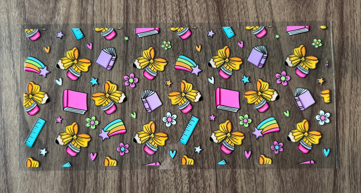 School Supplies & Bows Cup Wrap