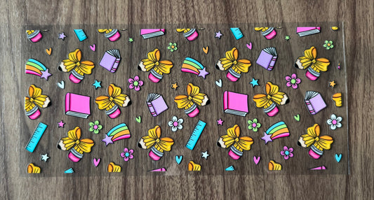 School Supplies & Bows Cup Wrap