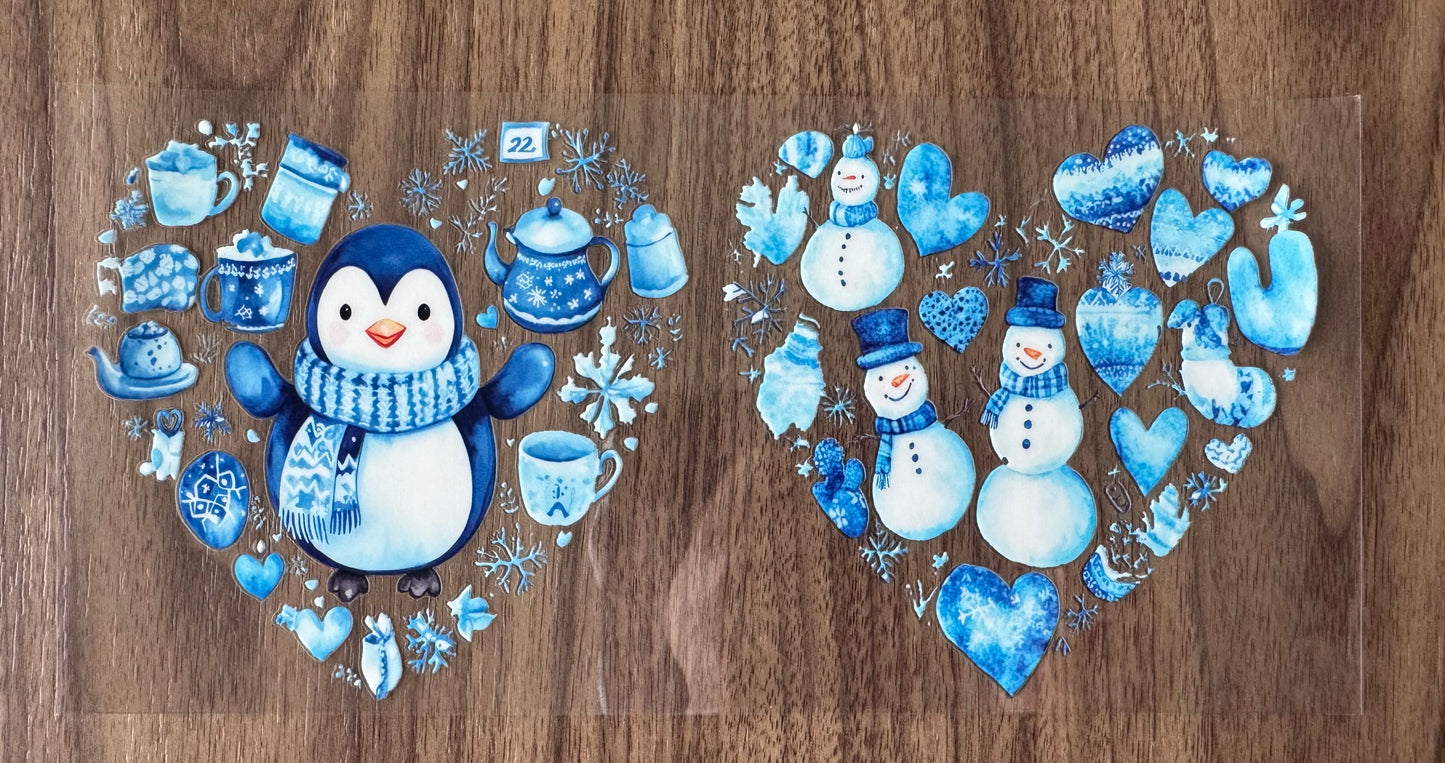 Blue Winter Hearts Decal Sheet