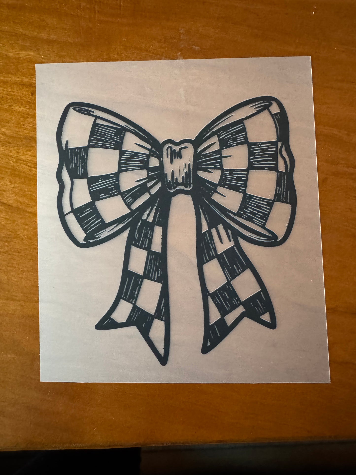 Black Checkered Bow Transfer