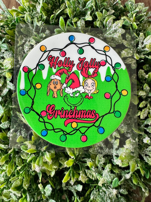 Holly Jolly Green Guy Circle Decal