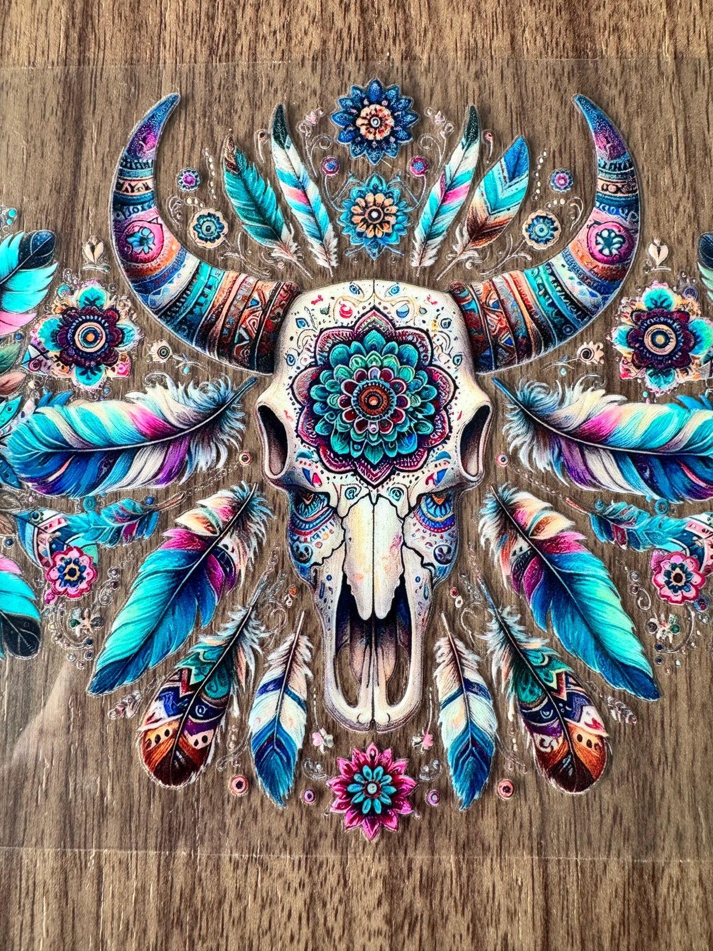 Blue Western Bull Skull Cup Wrap