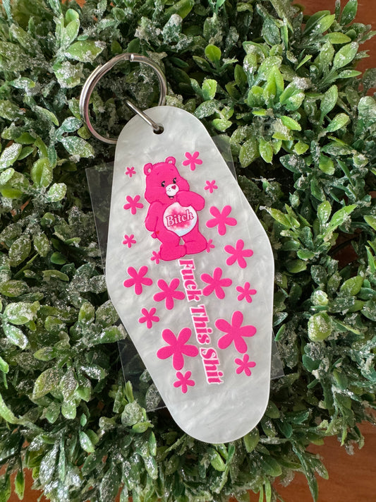 Pink Swear Bear Keychain Decal