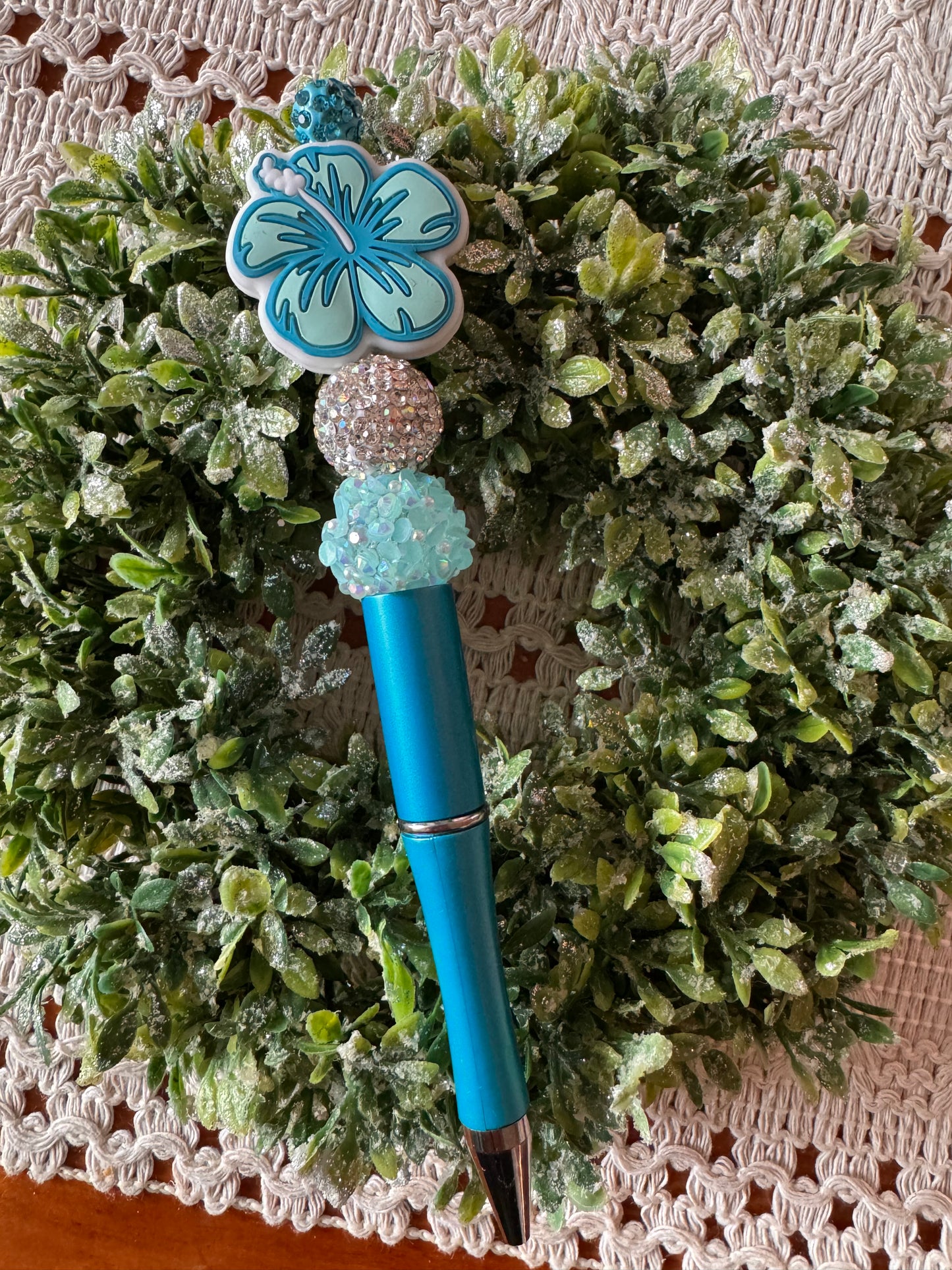 Blue Hawaiian Flower Pen