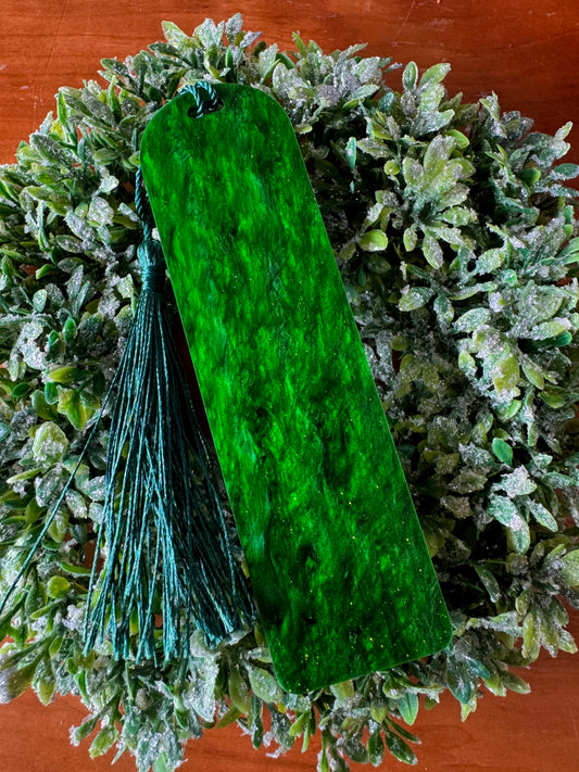 Emerald Green Sparkly Marble Bookmark