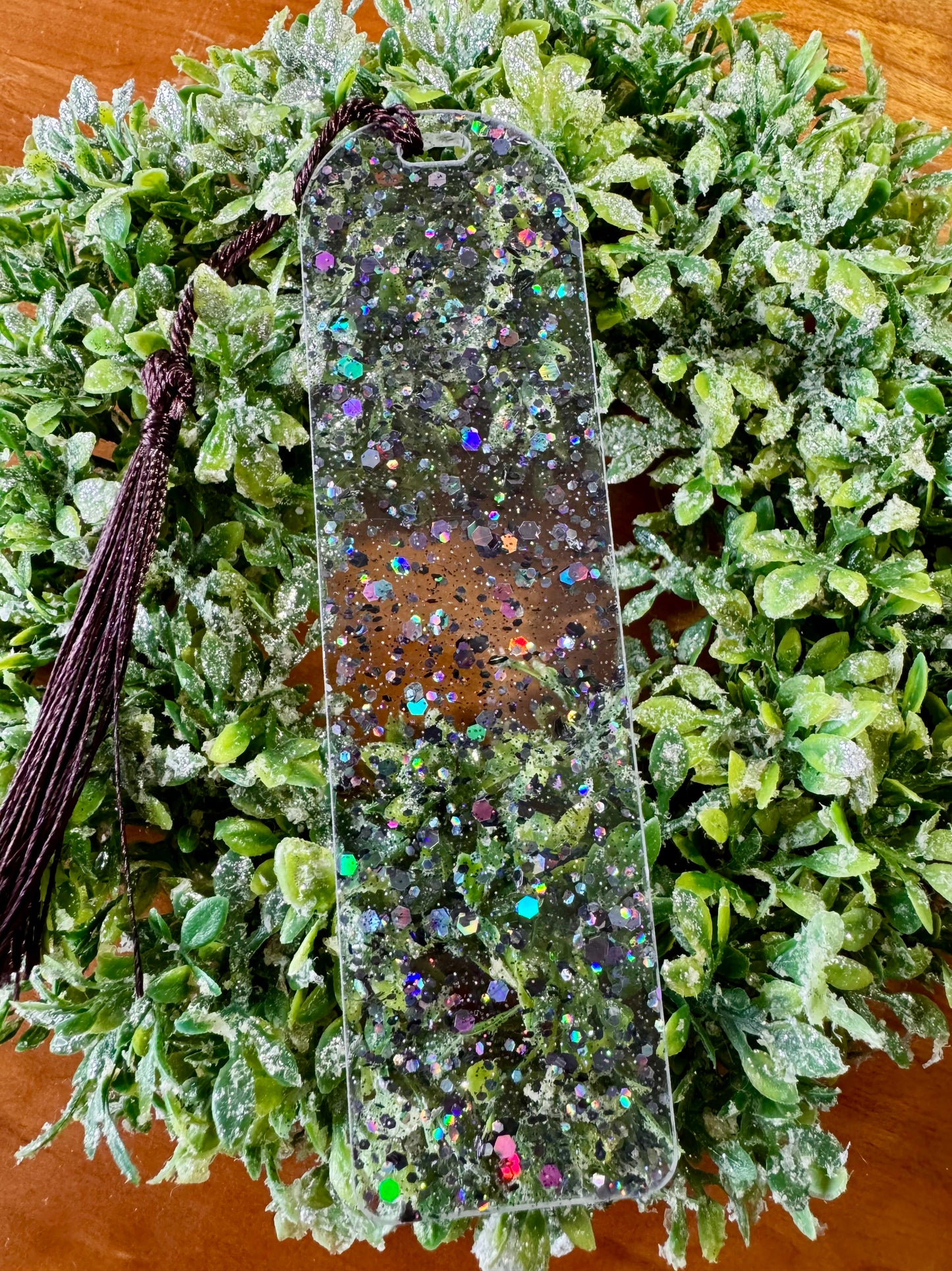 Black Confetti Sparkles Bookmark