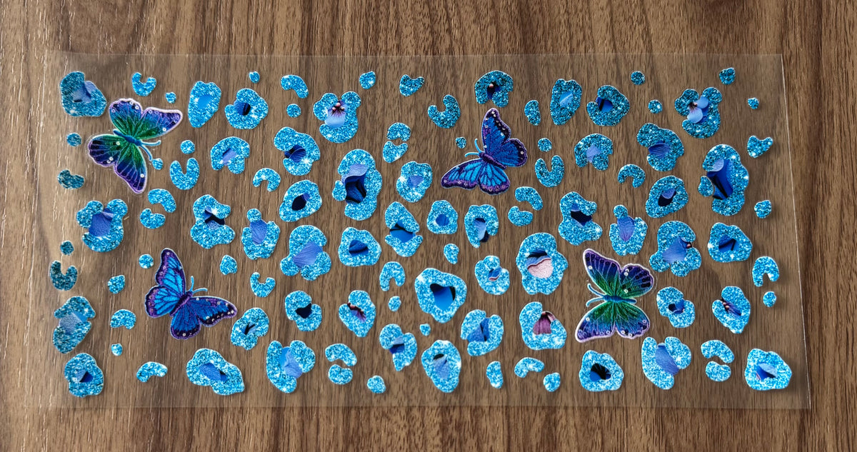 Blue Leopard Butterflies Cup Wrap
