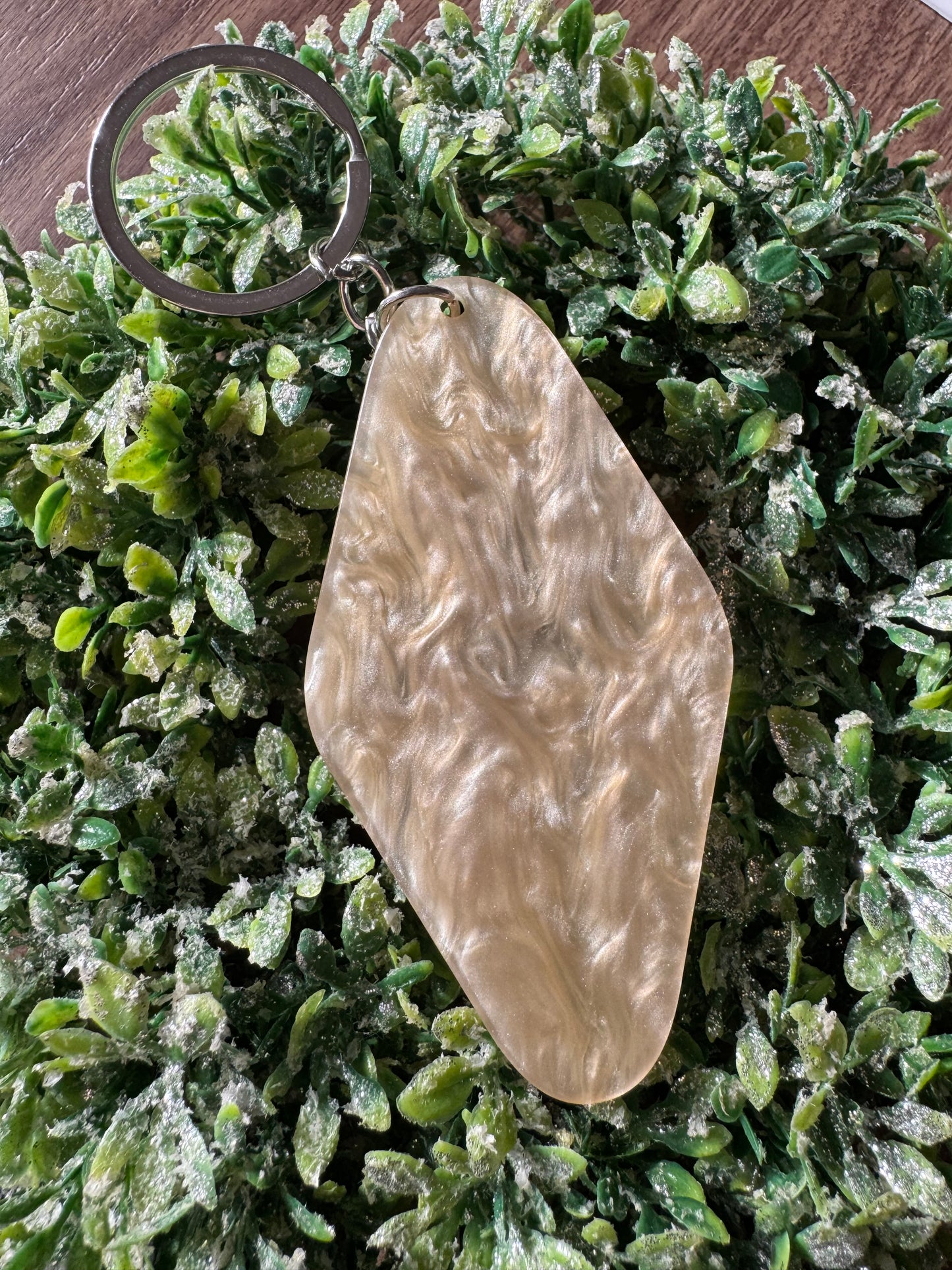 Beige Marble Motel Keychain