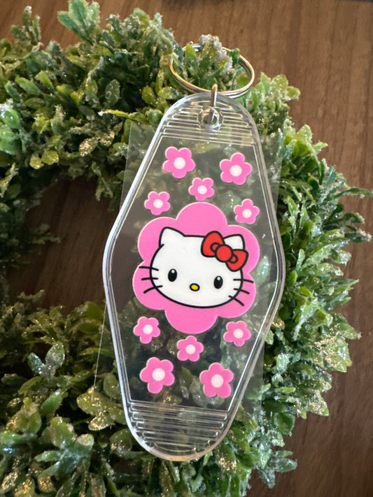 Flowery Hello Kitty Keychain Decal