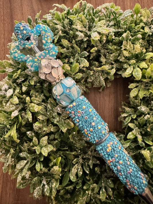 Blue Rhinestone Butterfly Fancy Pen