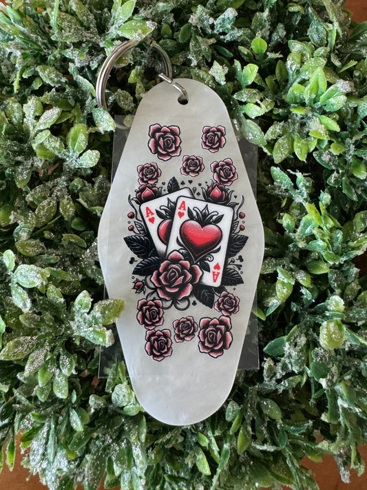 Flowery Cards Keychain Decal