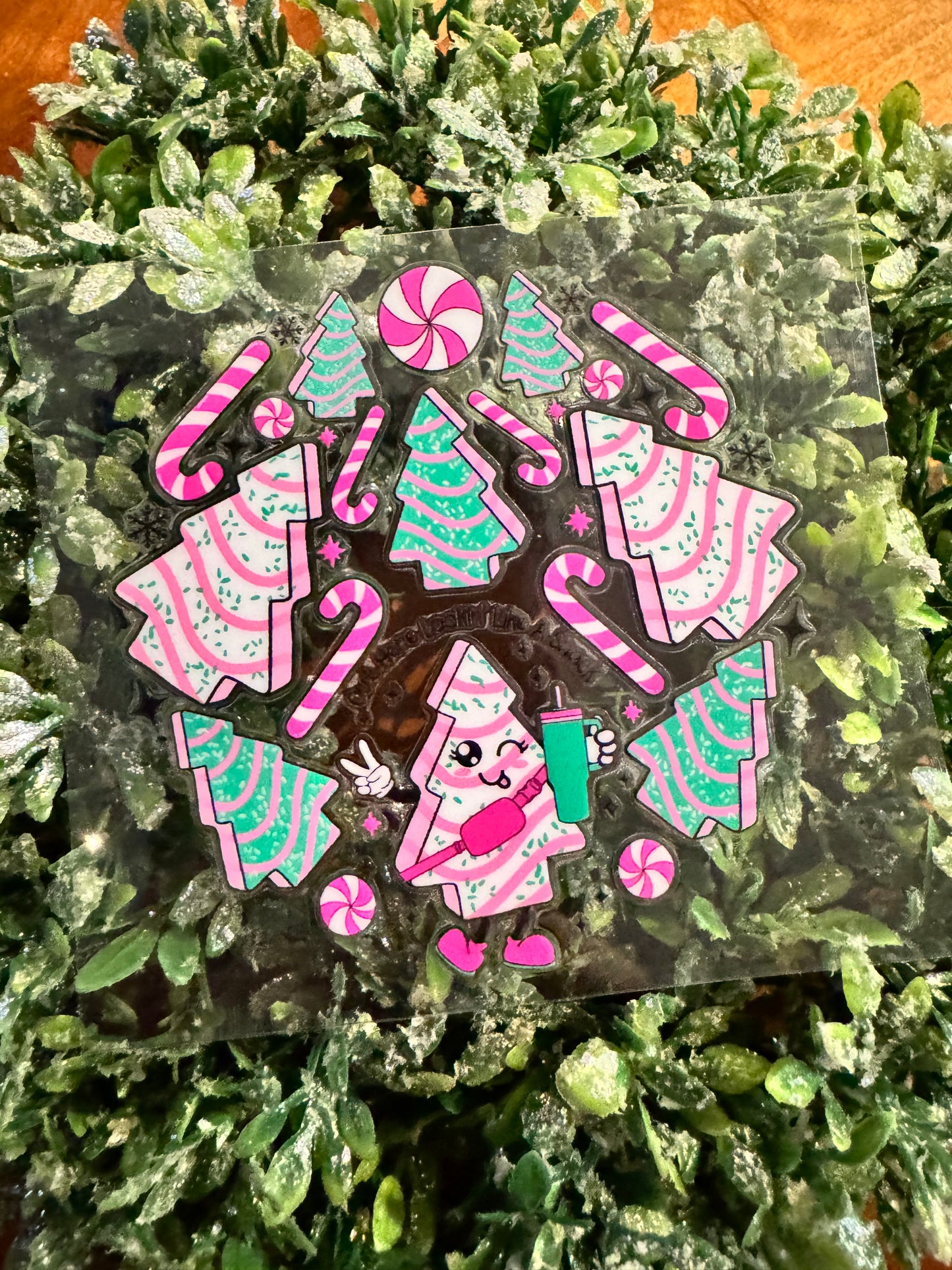 Pink Tree Cake Circle Decal