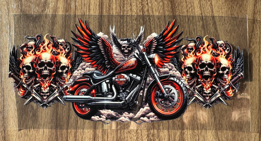 Orange Motorcycle & Skulls Cup Wrap
