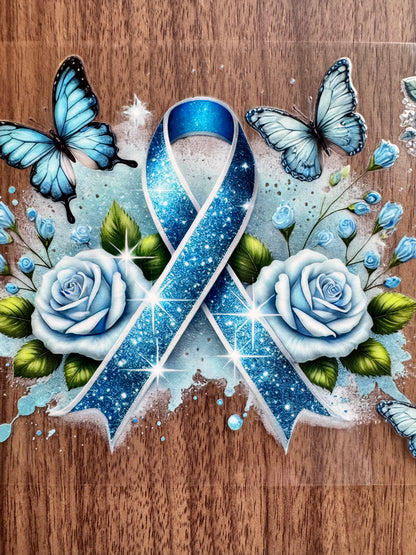 Blue Sparkly Awareness Ribbon Cup Wrap