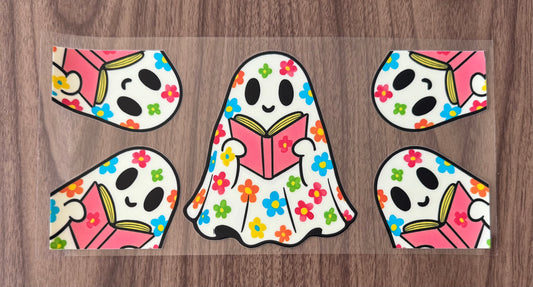 Flowery Reading Ghost Cup Wrap