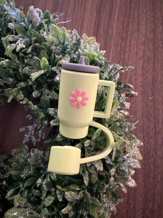 Light Green Flower Tumbler Straw Topper